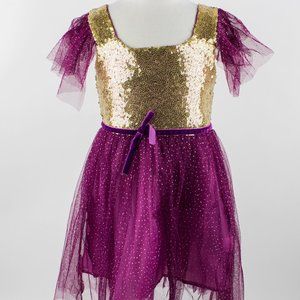 Gold Sequin Purple Tutu Princess Ballerina Party Little Girl Dress